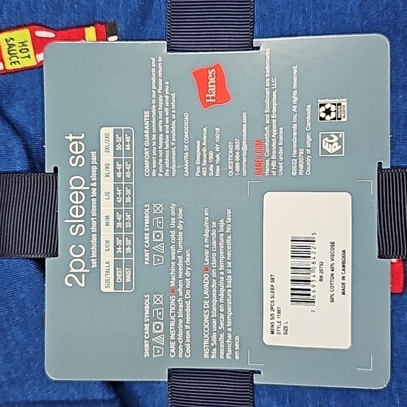 Men's Hot Sauce Print Pajama 2pc Set | Hanes | Small - Picture 5 of 10